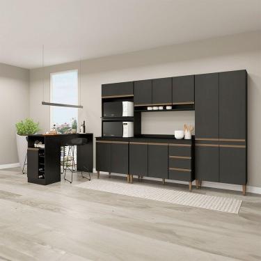 Imagem de Cozinha Modulada Balcão Multiuso Sabrina 6pçs Menu Móveis Preto