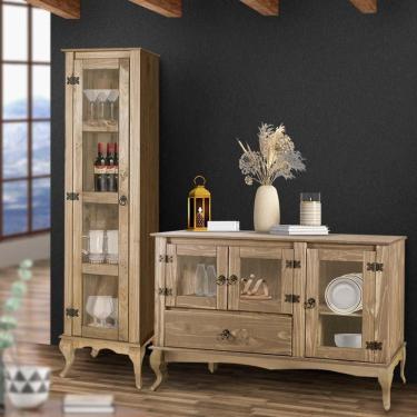 Imagem de  Balcão Rústico Com Torre Portas Em Vidro D161 E D125 Shop JM