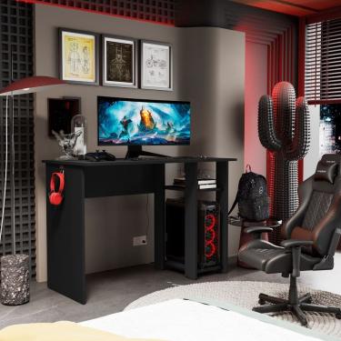 Imagem de Mesa Escrivaninha Gamer Slim Com Suporte Para CPU