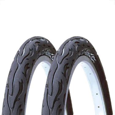 Imagem de  Par Pneu Bike 26 x 2.125 Balão Kenda Flame Preto Bicicleta Montadinha Motorizada Manobras freeride