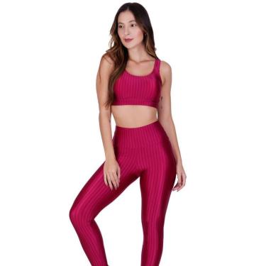 Imagem de Conjunto Calça Legging e Top com Bojo Removível 3D Academia Fitness Barbara-Feminino