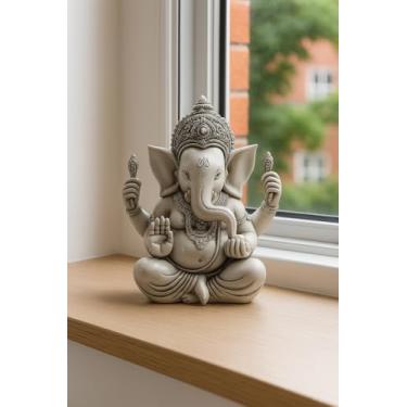 Imagem de Estátua White Lord Ganesha Idol para decoração de casa | Deus elefante hindu Bappa Vinayaka | Artesanato indiano Ganesh Murti para mesa, quarto Puja e painel de carro decoração hindu (Classic Calmness