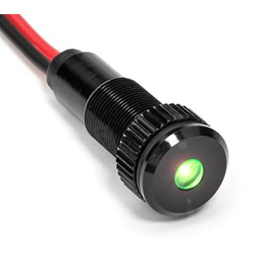 Imagem de Lâmpadas de LED com indicador de LED PLUG-N-PLAY Instrument Cluster. Luzes de piloto de alumínio. Lentes acrílicas coloridas. Suporte de painel de descarga 5/16" 8 mm 12 V para Odômetro de Velocímetro Tacômetro (Bisel Preto, LED Verde)