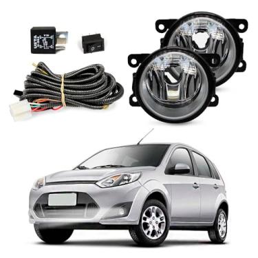 Imagem de Kit Farol de Milha para Fiesta Rocam 2010 a 2014 Hatch Sedan Completo com Chicote Botão e Relê Auxiliar Neblina
