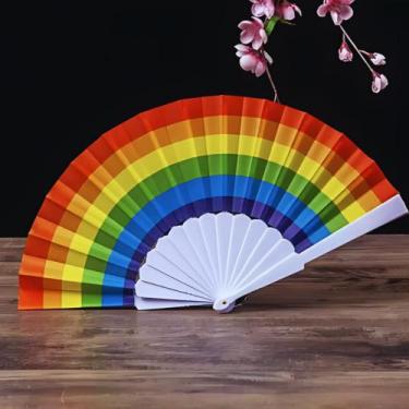 Imagem de Leque Arco Iris Lgbt Dobravel de Mão 22cm - Q festas