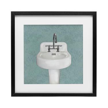 Imagem de Stupell Industries Pia de banheiro simples impressão emoldurada preta sob vidro design por Matthew Piotrowicz, 40,6 x 40,6 cm