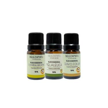 Imagem de Kit 03 óleos essenciais de copaíba melaleuca e cravo 10ml belezanatu