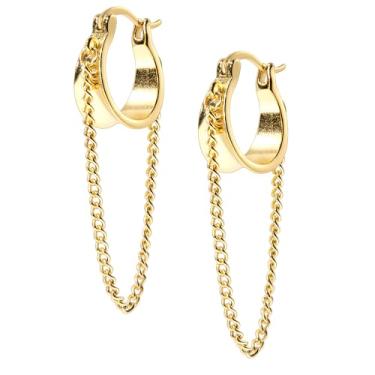 Imagem de Poxtex Brincos de argola para mulheres, banhado a ouro real 14K, brincos de diamante enorme, leves, hipoalergênicos, para presentes, Ouro amarelo, Zircônia cúbica