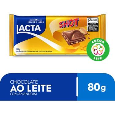 Imagem de Kit c/ 6 barra Chocolate Lacta ao leite com amendoim Shot