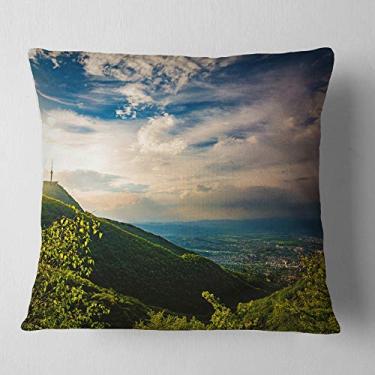 Imagem de Designart Vitosha Mountain Over Sofia Bulgária Sala de estar, sofá, almofada de alta qualidade + capa de almofada impressa em ambos os lados 66 cm x 66 cm