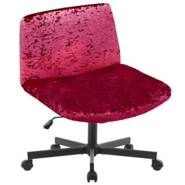 Imagem de Levoberg Capa de cadeira de escritório cruzada sem braços, capa para cadeira de mesa Stertch Vanity Desk Capas para cadeira de mesa com pernas cruzadas, detalhes no meio das costas, assento largo