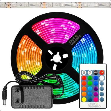 Imagem de 2X Fita Led 5050 Rgb Colorida 5Mt 16 Cores + Fonte + Control