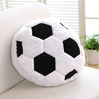 Imagem de XIZHI Travesseiro de pelúcia de futebol de 35,5 cm, macio, de pelúcia, para decoração de sofá, quarto e aniversário de crianças (branco B)