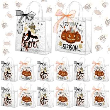 Imagem de Motipuns 24 peças de sacolas de presente de PVC transparente de Halloween com alças careta de abóbora lembrancinha de festa reutilizável de doces para suprimentos de festa de Halloween
