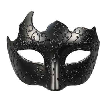 Imagem de Yimianshou Máscara de baile de máscaras para homens, máscara de baile de máscaras, máscara veneziana para festa de Halloween, acessório de fantasia (preto)