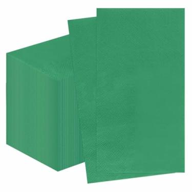 Imagem de FALIZIFU 100 peças guardanapos de jantar verdes de 2 camadas guardanapos de papel toalhas de mão descartáveis para banheiro, jantar, casamento, chá de bebê, festa de Natal, guardanapos de banheiro