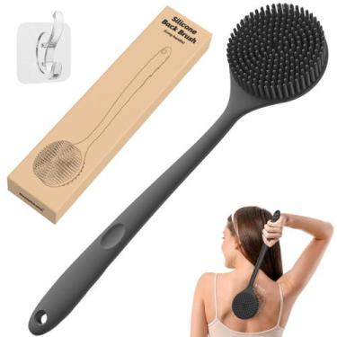 Imagem de Esfoliante traseiro de silicone Manmihealth com alça de 38 cm preta