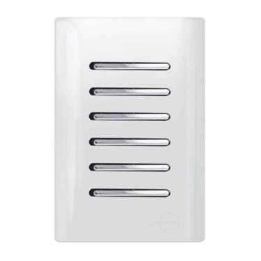 Imagem de 6 Interruptores Simples Cromado com Placa 4x2 Branco - DC-1200175 - NOVARA