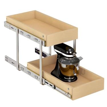 Imagem de WelFurGeer Gavetas de armário de madeira compensada de 28 cm com 28 cm, prateleiras deslizantes lisas para armários de cozinha, gavetas removíveis para organização de cozinha doméstica