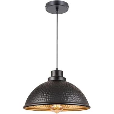 Imagem de Luminárias De Cozinha Pendentes Com Sombra Preta Martelada Decoração Interna Fazenda Metal Luminárias Altura Ajustável Luz De Mesa De Jantar