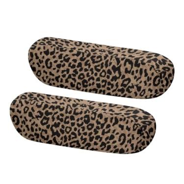 Imagem de Horeset 2 peças de estampa de leopardo marrom capas de descanso de braço de tecido protetor de braço de tecido protetor de braço universal capa de substituição para carro SUV, caminhão e van