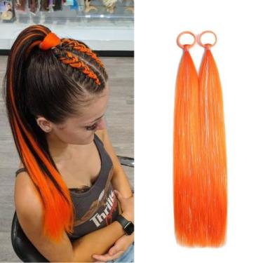 Imagem de Extensões de enfeites de rabo de cavalo Lalridio Orange 50cm para mulh