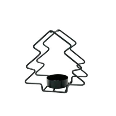 Imagem de Suporte de vela, suporte de cupcake de pilar de ferro, vela moderna, castiçal para festa, mesa de jantar, castiçais decorativos de casamento (árvore preta: 11 x 11 x 5,2 cm)