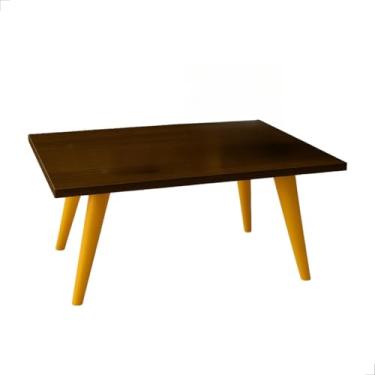 Imagem de Mesa De Centro 50cm Retangular Com Pés Palito PVC Retro Decoração Sala De Estar Modernic(Malbec/Caramelo)