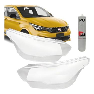 Imagem de Kit Par Lente Farol Argo Cronos 2017 2018 2019 2020 2021 2022 + Cola