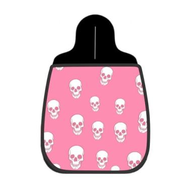 Imagem de Lixeira De Carro Organizador Lixinhocar Caveiras Brancas Rosa Choque