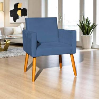 Imagem de Poltrona Decorativa Para Sala Nina Cadeira Reforçada Para Recepção Manicure Sala De Espera Escritório Consultório - (Azul-marinho)