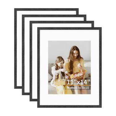 Imagem de Conjunto de 4 molduras de 28 x 35 cm, telas 20 x 25 com tapete ou 28 x 35 sem tapete, molduras para pendurar na parede ou mesa, inclui acrílico HD, preto