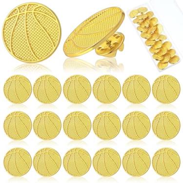 Imagem de Tondiamo Pinos de chenille presente prêmio esportivo alfinetes de lapela dourados para equipe estudantil uniforme escolar jaquetas mochila chapéu decorações (24 peças, basquete)