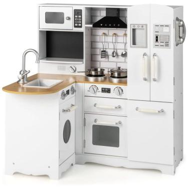 Imagem de Cozinha de Brinquedo Realista 11 em 1 em Madeira para Crianças de 3 a 8 Anos, Costzon, Branca