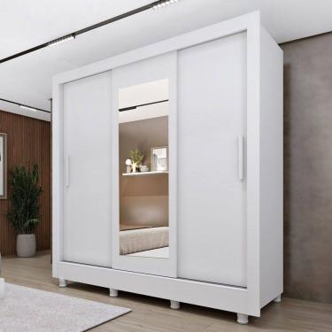 Imagem de Guarda-Roupa Casal Vitória 3 Portas 4 Gavetas com Espelho Neve - Tcil Móveis