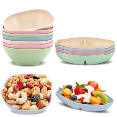 Imagem de JEPELUS 12 copos de plástico para molho – Inclui 8 tigelas de preparação de 128 g e 4 tigelas duplas de 85 g, prato pequeno multicolorido de molho de soja inquebrável para lanches, ketchup