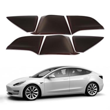 Imagem de Capa de luz traseira traseira compatível com acessórios Tesla Model 3/Y 2017-2023, capa de proteção de luz de freio traseira blackout, persiana de proteção de farol traseiro defumado, ABS