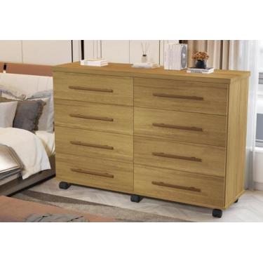 Imagem de Comoda Jade 8 Gavetas Mel Com Rodinhas - Primus