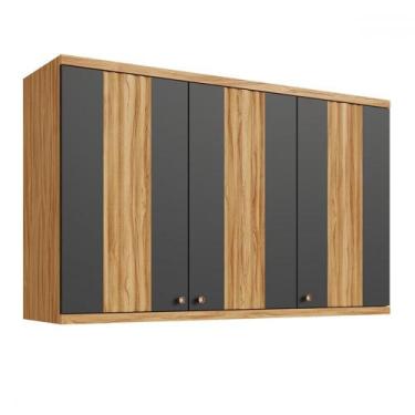 Imagem de Armário Aéreo Cozinha 120 Cm Sauvignon 3 Portas 100% Mdf Amêndoa/Chumb