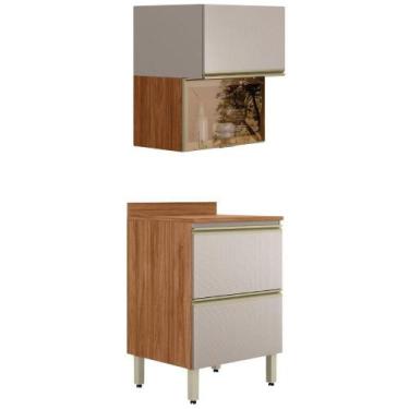 Imagem de Balcao Tampo e Armario Aereo Vidro 60 cm MDF Proenca Demartez - Demart