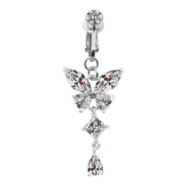 Imagem de Piercing de Umbigo  Pressão com Pedra Strass Decorativa - wb, Prata