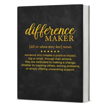 Imagem de Caderno de presentes Difference Maker, presentes de apreciação para funcionários, colegas de trabalho, mentor, chefe, professor, diário de couro com definição de criador de diferenças - ouro preto