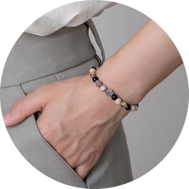 Imagem de Pulseira de contas para homens e mulheres, pulseira elástica com detalhes cruzados, contas empilháveis, joias unissex para uso diário, 19.5cm, Miçanga, Sem Pedra Preciosa