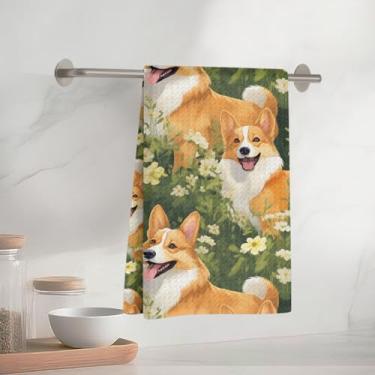 Imagem de Toalhas de cozinha com retrato de cachorro 61 x 35 cm, toalha de prato de microfibra absorvente, toalhas de mão de waffle para cozinha, casa, banheiro, presentes para amantes de cães 4