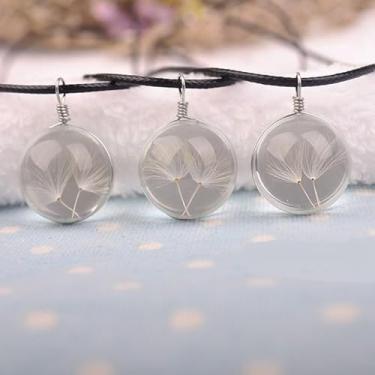 Imagem de Colar de flor seca de dente-de-leão da Mori, joia feita à mão, pingente de corrente