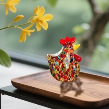 Imagem de Estatueta de vidro de galinha Liuli Gugu - Frango decorativo feito à mão para casa, escritório ou presente - Arte de vidro elegante (colorida)
