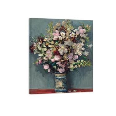 Imagem de Pôster e impressões em tela de flores vintage - reprodução de pintura de arte de parede famosa - flores rosa - imagens prontas para pendurar tela emoldurada de 90 x 108 cm 35 x 42 pol
