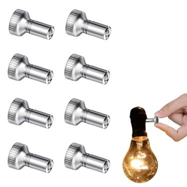 Imagem de Puxador de cabeça de lâmpada de 8 peças - Botões de interruptor de torção de tamanho padrão, substituição de interruptor de torção universal para candeeiros de mesa/lâmpadas de chão (prata)