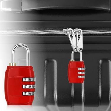 Imagem de Cadeados de combinação, cadeado de 3 dígitos para armários esportivos de academia, cercas, caixas de ferramentas, caixas, armazenamento de armário com trava (vermelho)