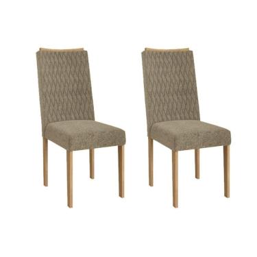 Imagem de Cadeira Sala De Jantar Aura 2cad157 Madeirado Kit 2 Un Carvalho-boucle Bege Fendi - Kappesberg